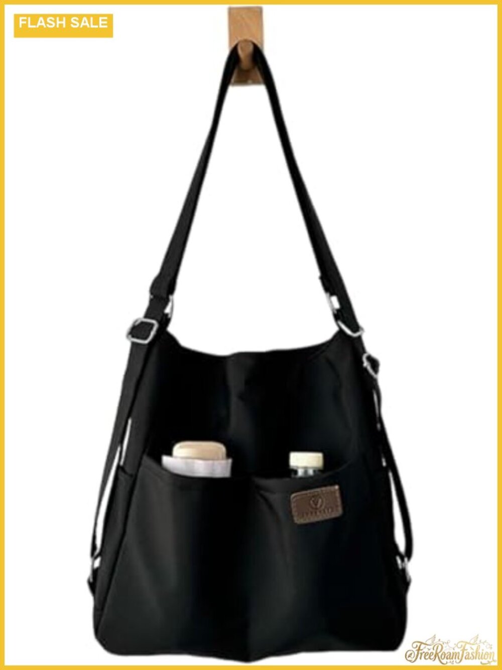 Convertible 3-Way Tote Backpack Nylon Travel Handbag with Pockets
